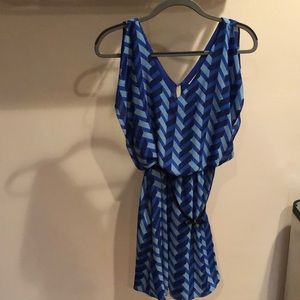 Candies Printed Blue Dress with Belt